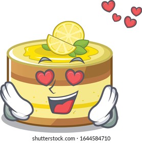 Romantic falling in love lemon cake cartoon character concept