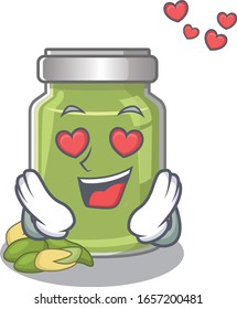 Romantic falling in love pistachio butter cartoon character concept