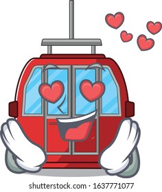 Romantic falling in love ropeway cartoon character concept