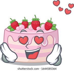Romántica caída en el amor tarta fresa concepto de personaje de caricatura