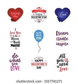 Romantic feelings lettering set