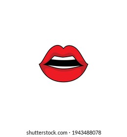 Romantic Female lips Gesture vector illustration. Sensual woman lip gestures isolated on white background. Glamour Vector Lip. Cartoon Red lips, Sexy hot lips. 