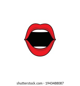 Romantic Female lips Gesture vector illustration. Sensual woman lip gestures isolated on white background. Glamour Vector Lip. Cartoon Red lips, Sexy hot lips. 