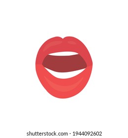 Romantische Frauenlippen Gesture Vektorgrafik. Sensuale Frauenlippen einzeln auf weißem Hintergrund. Glamour Vector Lip. Cartoon Rote Lippen, Sexy Hot Lips. Geöffnete weibliche Mund