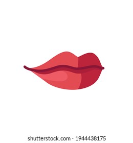 Romantic Female lips Gesture vector illustration. Sensual woman lips isolated on white background. Glamour Vector Lip. Cartoon Red lips, Sexy hot lips. Female mouth