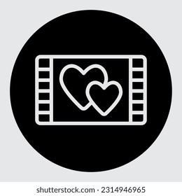 Romantic film icon in solid style, use for website mobile app presentation