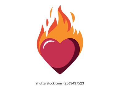 Romantic Flaming Red Heart Vector Graphic to Ignite Your Passion, Flaming Heart, Red Heart, Love Symbols, Love Graphics, Romantic Vector, Romantic Artwork, Motivation, Sign, Affection, Emotion