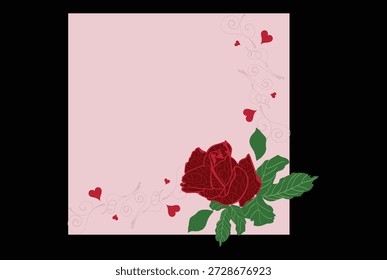 Fondo de amor plano romántico con corazones y rosas 