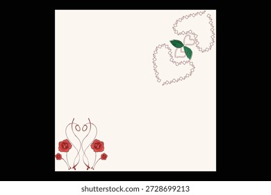 Fundo romântico de amor plano com corações e rosas 