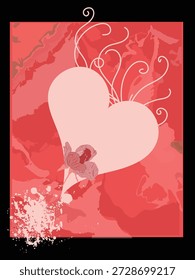 Fundo romântico de amor plano com corações e rosas 