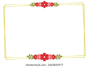 Diseño floral rojo plano romántico de la frontera para las invitaciones elegantes de la Boda, y la papelería nupcial