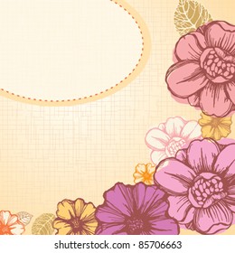 Romantic floral background; card with decorative flowers