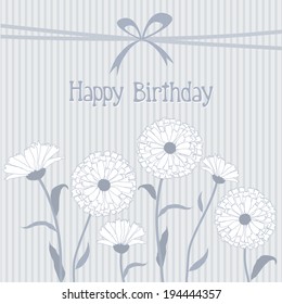 Romantic floral background with daisy, vector illustration birthday greeting card