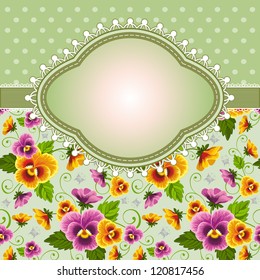 Romantic floral background with flowers of pansy