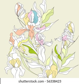Romantic floral background with Iris flowers
