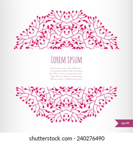 Romantic floral background with place for your text.Ornamental round lace pattern.Delicate circle background.