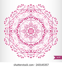 Romantic floral background with place for your text.Ornamental round lace pattern.Delicate circle background.