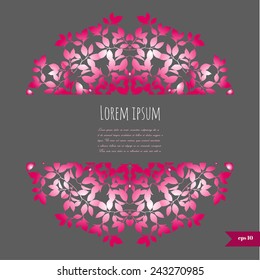 Romantic floral background with place for your text.Ornamental round lace pattern.Delicate circle background.