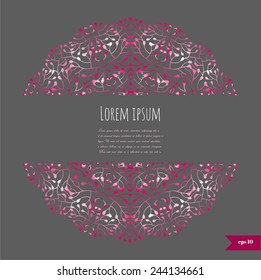Romantic floral background with place for your text.Ornamental round lace pattern.Delicate circle background.
