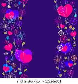 romantic floral background, seamless, vector