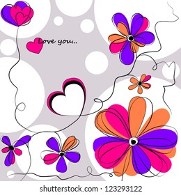 romantic floral background, vector