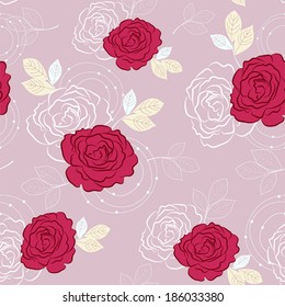 Romantic floral background (vector seamless pattern)