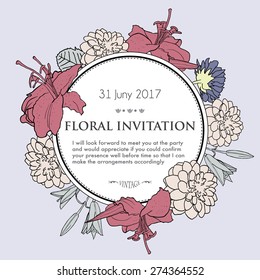 Romantic floral background for wedding, birthday, invitation. Vector hand drawn illustration. 