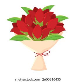 Romantic Floral bouquet wrapped with ribbon and assorted flowers Vector