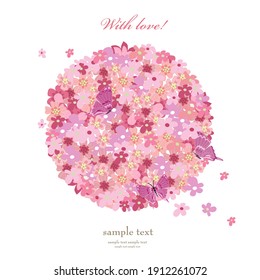 romantic floral card with cherry flowers for your design