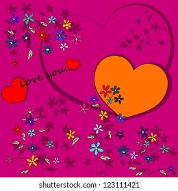 romantic floral card, vector
