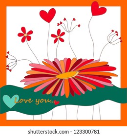 romantic floral card, vector