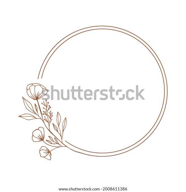 Romantic floral circle frame. Hand drawn\
design elements. Vector isolated\
illustration.