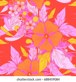 Romantic floral decorative seamless vector pattern. Texture for wallpapers, pattern fills, textile design, web page backgrounds