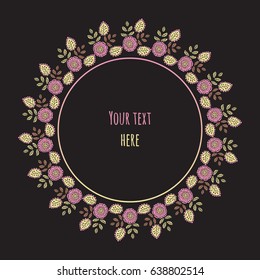 Romantic floral frame. Doodle style