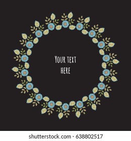 Romantic floral frame. Doodle style