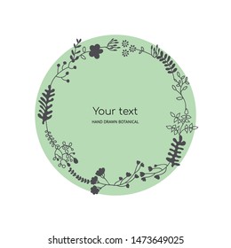 Romantic floral frame of leaves. Vector