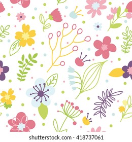 Romantic Floral hand drawn seamless pattern