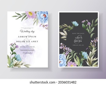 romantic floral hand drawn wedding invitations template