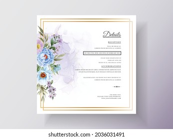 romantic floral hand drawn wedding invitations template