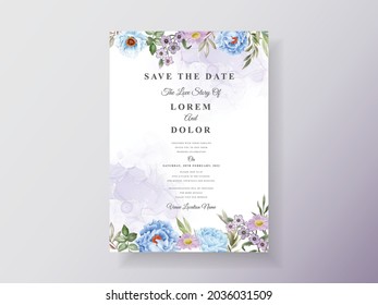 romantic floral hand drawn wedding invitations template
