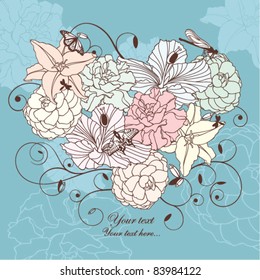 Romantic floral heart