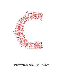 Romantic floral letter C