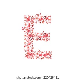 Romantic floral letter E