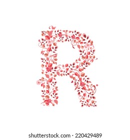 Romantic floral letter R