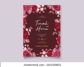 Romantic Floral Maroon Wedding Invitation