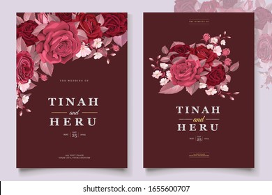 Romantic Floral Maroon Wedding Invitation