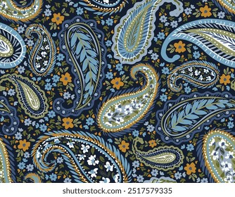 Romantic floral paisley pattern,  Persian pattern  Indian floral pattern, Vector Illustrasion ,Design for fashion , fabric, textile, wallpaper , wrapping and all prints