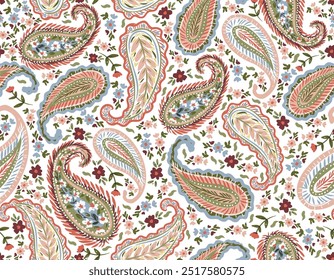 Patrón floral romántico de paisley, patrón persa Patrón floral indio, Ilustración vectorial, diseño para la moda, tela, textil, Fondo de pantalla, envoltura y todos los estampados