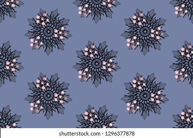 Romantic floral pattern on blue background. EPS10