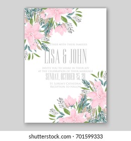 Romantic floral peony, poppy bouquet bride wedding invitation template design. 